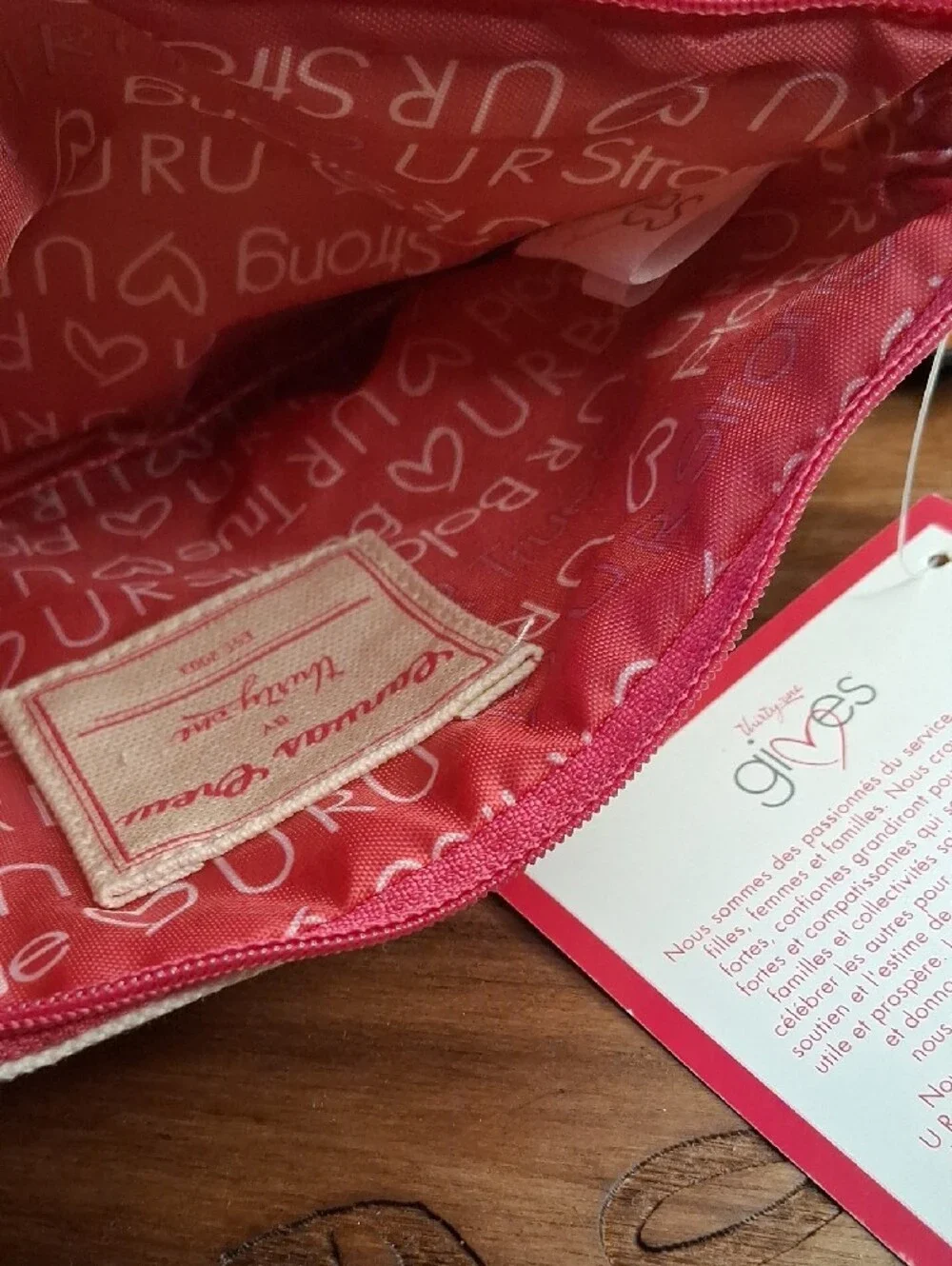 Thirty-one Cream and Pink Cosmetic Bag